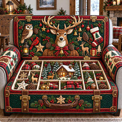 Woodland Christmas Chest Quilted Sofa Cover GFTOTP22661