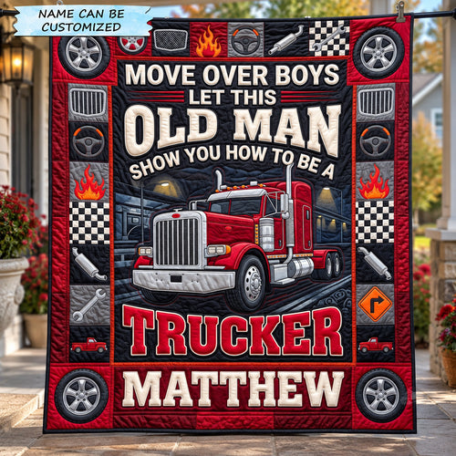 Personalized Veteran Trucker Quilted Blanket QTCUZ GFTOTP22664