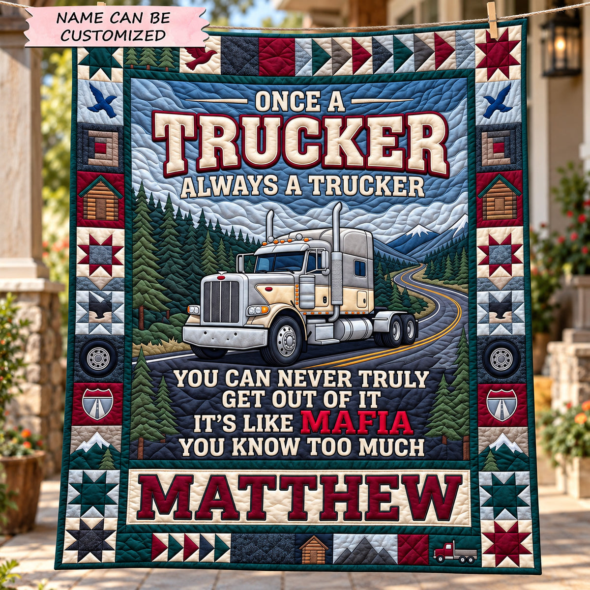 Personalized Trucker Mafia Quilted Blanket QTCUZ GFTOTP22666
