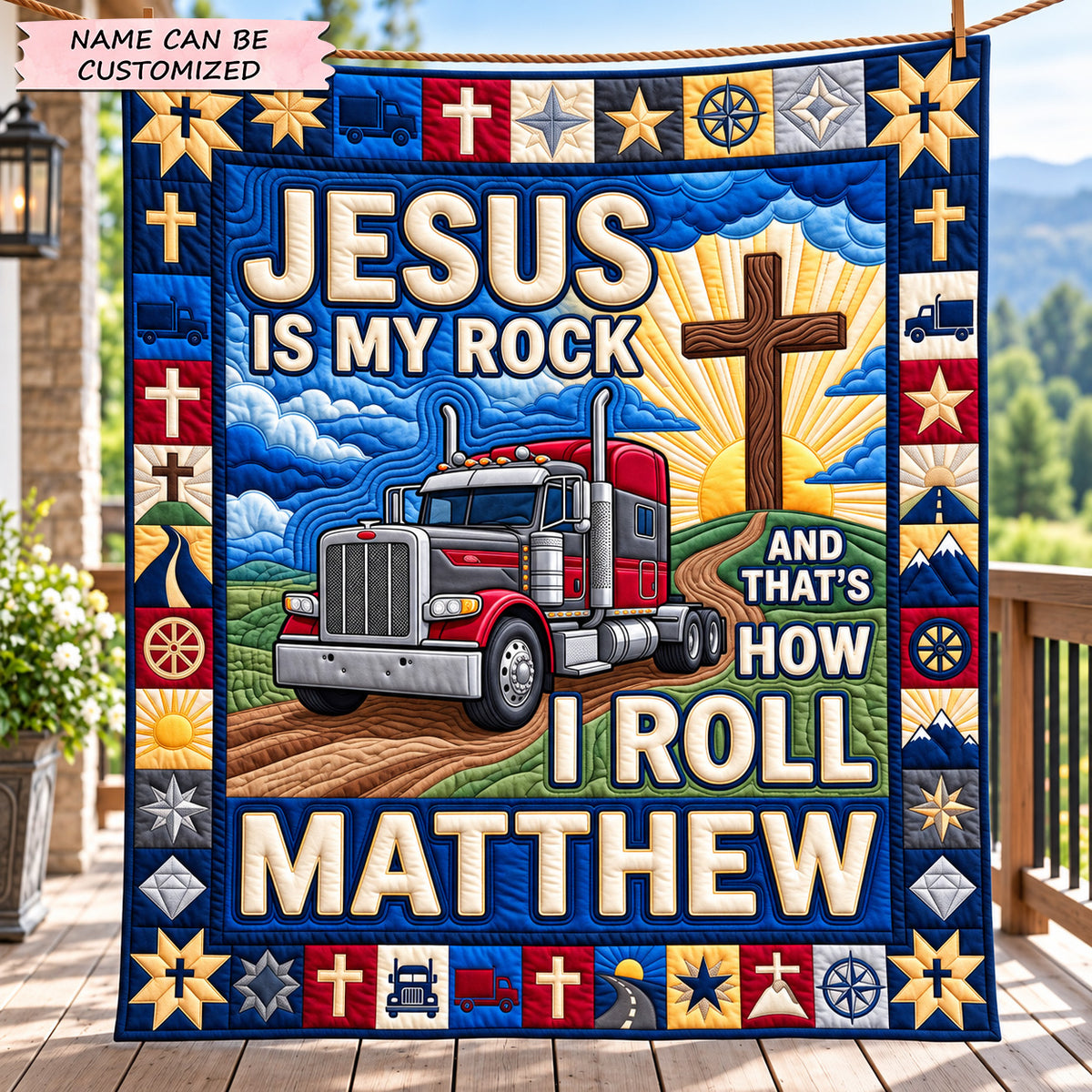 Personalized Faithful Trucker Quilted Blanket QTCUZ GFTOTP22669