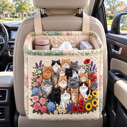 Floral Cat Bouquet Quilted Car Basket GFTOTP22710