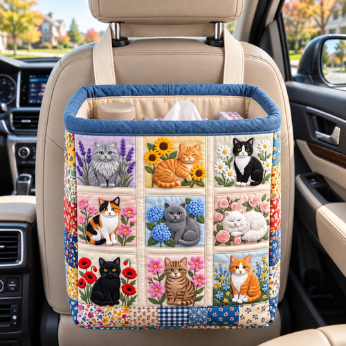 Floral Cat Patchwork Quilted Car Basket GFTOTP22711