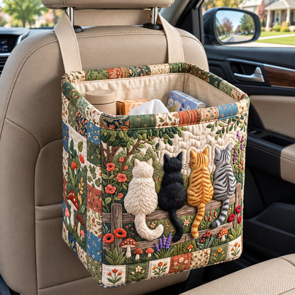 Rustic Fence Cats Quilted Car Basket GFTOTP22712
