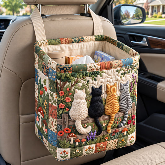 Rustic Fence Cats Quilted Car Basket GFTOTP22712