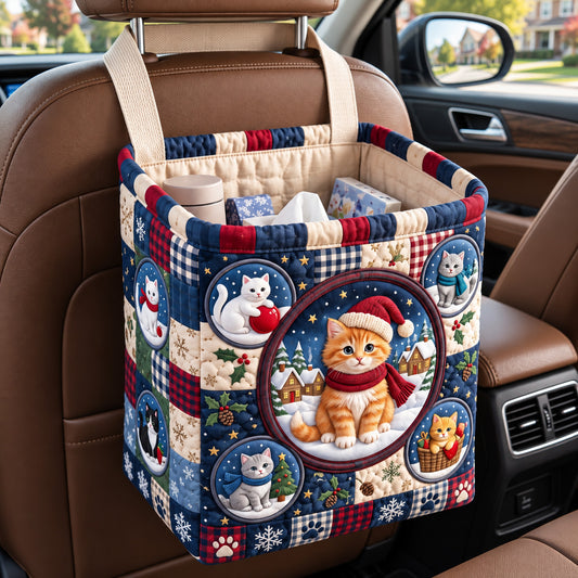 Winter Village Cats Quilted Car Basket GFTOTP22714