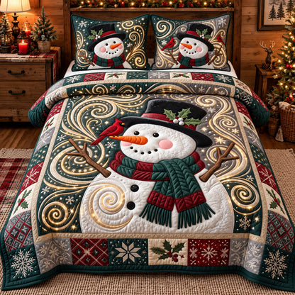Festive Snowman 3-Piece Quilted Bedding Set GFTOTP22729