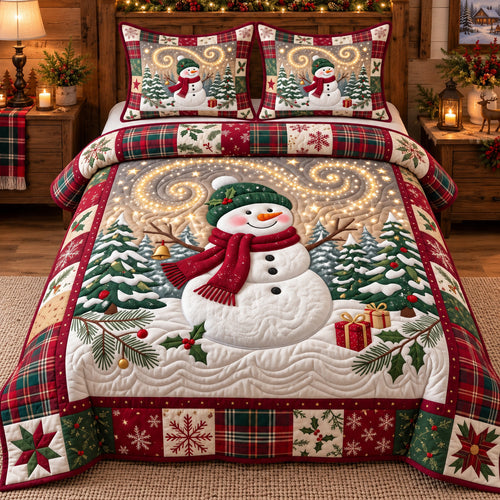 Festive Snowman 3-Piece Quilted Bedding Set GFTOTP22730