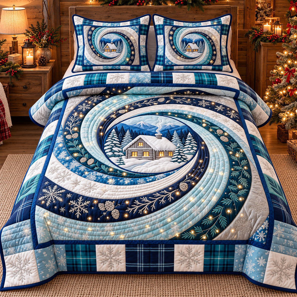 Winter Cabin Swirl 3-Piece Quilted Bedding Set GFTOTP22732