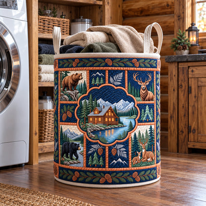 Rustic Forest Patchwork Quilted Laundry Basket GFTOTP22739
