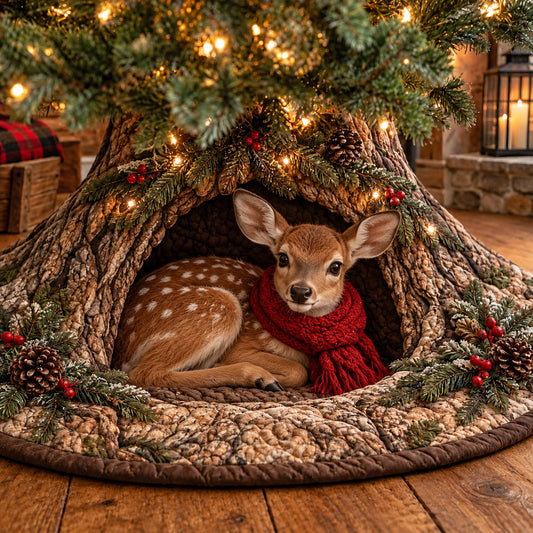 Christmas Animals Woodland Den Quilted Tree Skirt GFTOTP22761