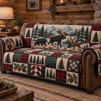 Rustic Forest Patchwork Quilted Sofa Cover GFTOTP22765