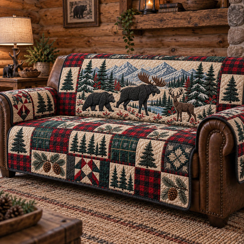 Rustic Forest Patchwork Quilted Sofa Cover GFTOTP22765