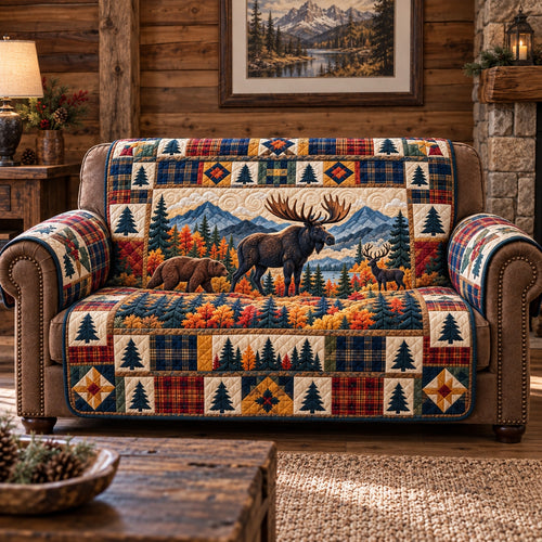 Rustic Forest Patchwork Quilted Sofa Cover GFTOTP22766