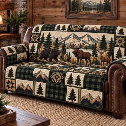 Rustic Forest Patchwork Quilted Sofa Cover GFTOTP22767