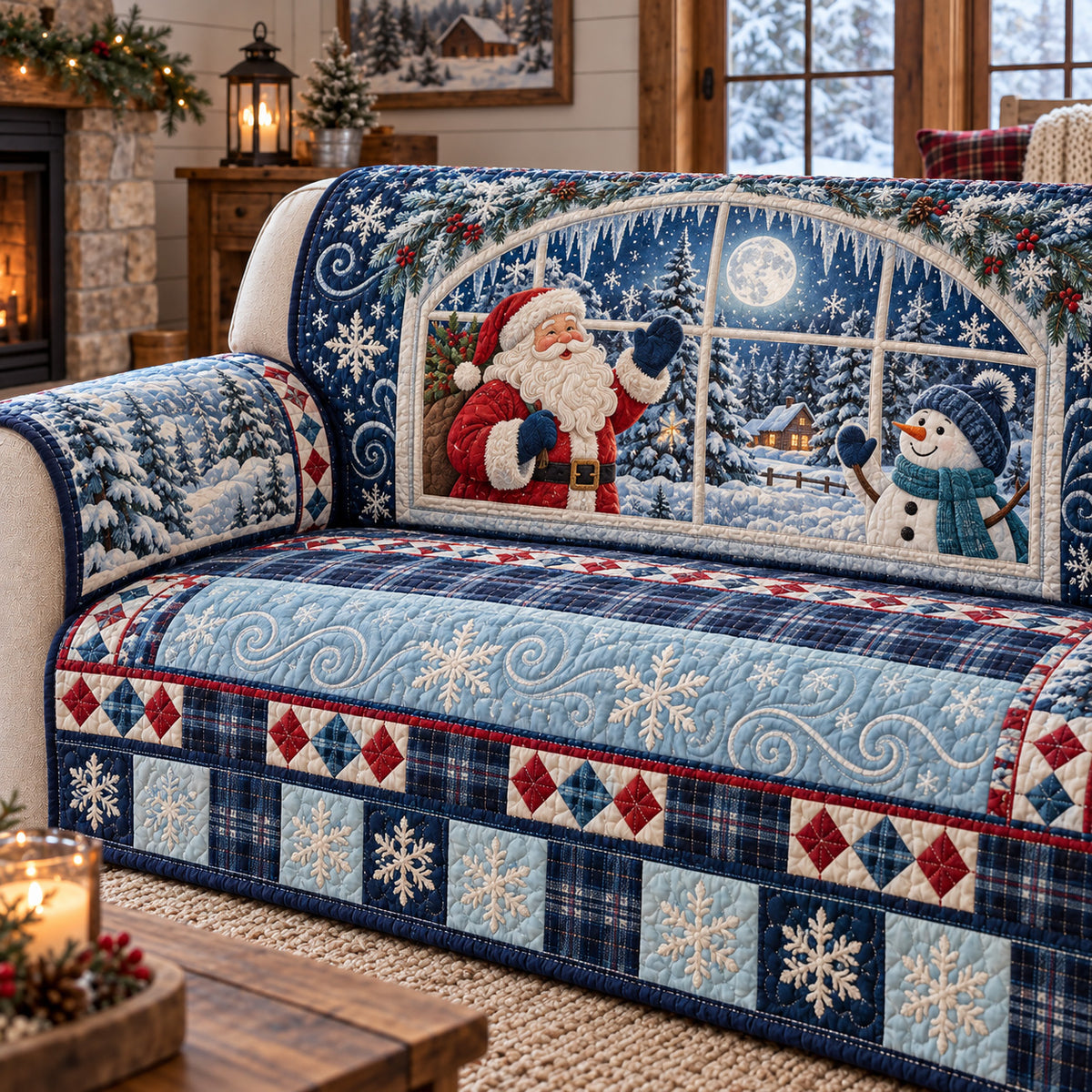Jolly Christmas Window Quilted Sofa Cover GFTOTP22770