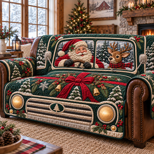 Jolly Santa Ride Quilted Sofa Cover GFTOTP22776