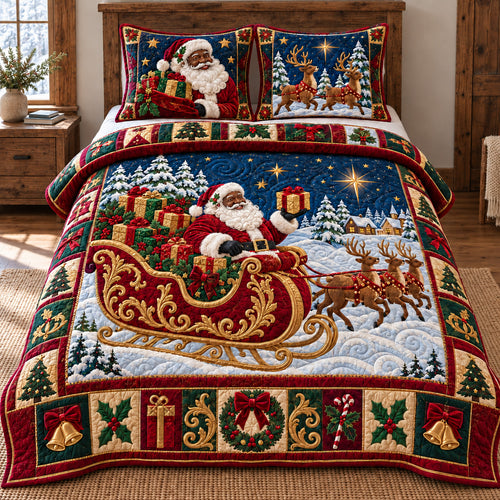 Santa Sleigh Ride 3-Piece Quilted Bedding Set GFTOTP22781
