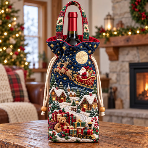 Santa Sleigh Ride Quilted Bottle Carrier Bag GFTOTP22830