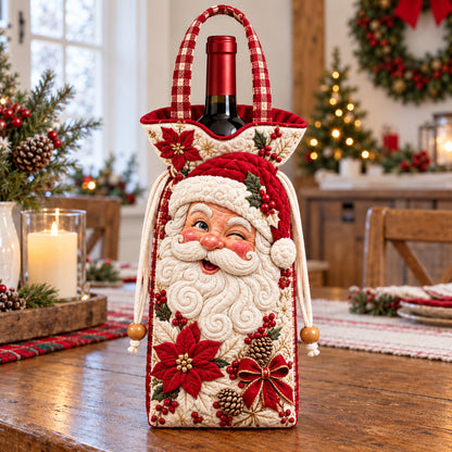 Winking Santa Quilted Bottle Carrier Bag GFTOTP22831