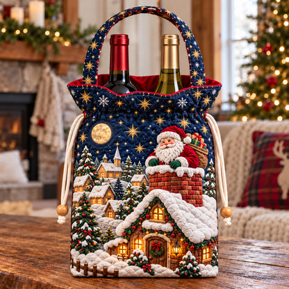 Snowy Chimney Santa Quilted Bottle Carrier Bag GFTOTP22832