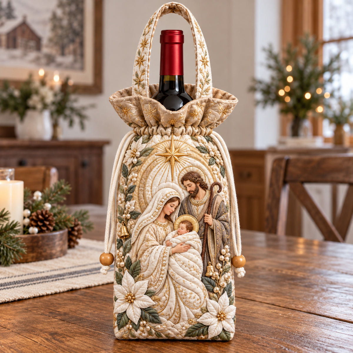 Nativity Elegance Quilted Bottle Carrier Bag GFTOTP22833