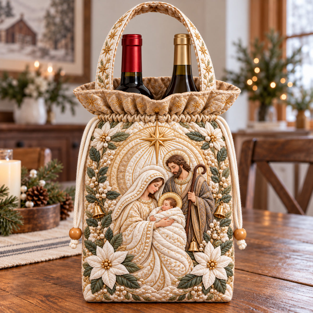 Nativity Elegance Quilted Bottle Carrier Bag GFTOTP22833