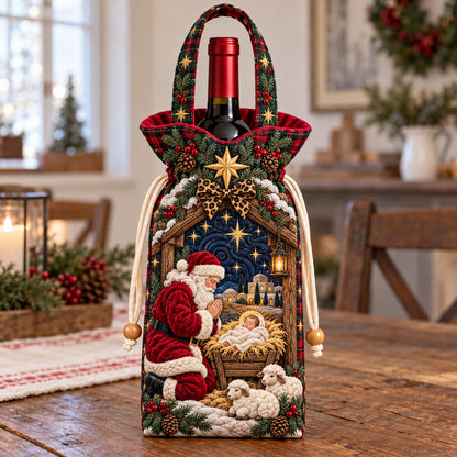 Santa Nativity Scene Quilted Bottle Carrier Bag GFTOTP22835