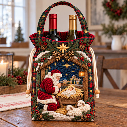 Santa Nativity Scene Quilted Bottle Carrier Bag GFTOTP22835