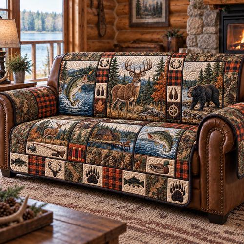 Rustic Forest Patchwork Quilted Sofa Cover GFTOTP22866