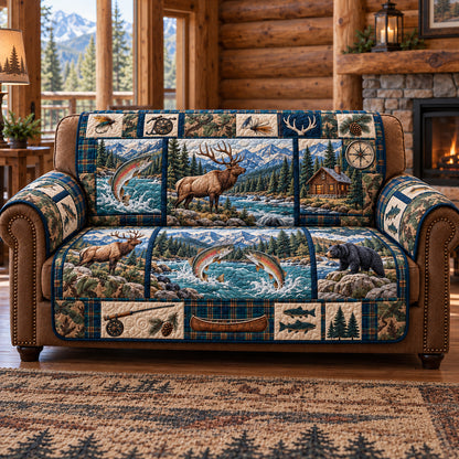 Rustic Forest Patchwork Quilted Sofa Cover GFTOTP22867