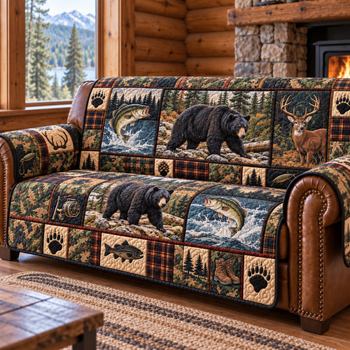 Rustic Forest Patchwork Quilted Sofa Cover GFTOTP22869