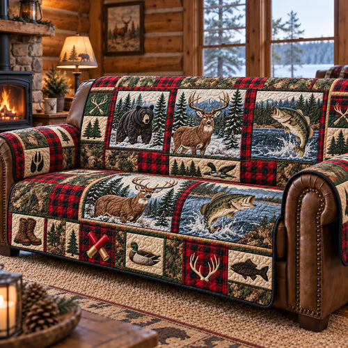 Rustic Forest Patchwork Quilted Sofa Cover GFTOTP22870