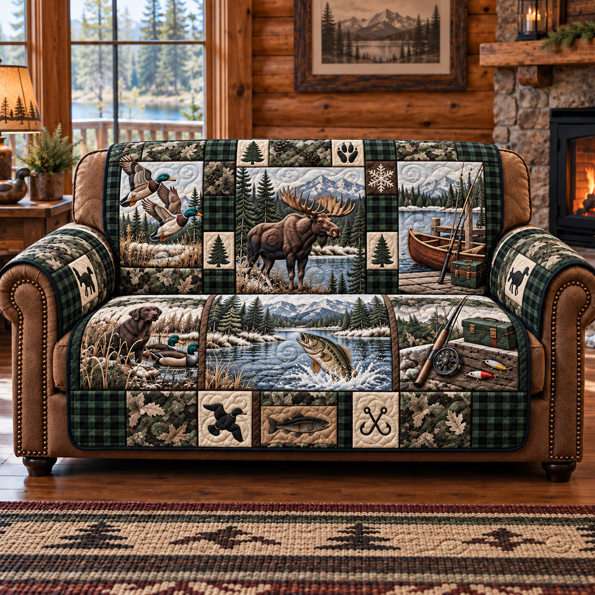 Rustic Forest Patchwork Quilted Sofa Cover GFTOTP22871