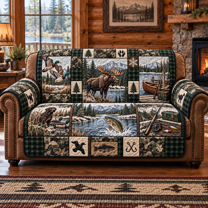 Rustic Forest Patchwork Quilted Sofa Cover GFTOTP22871