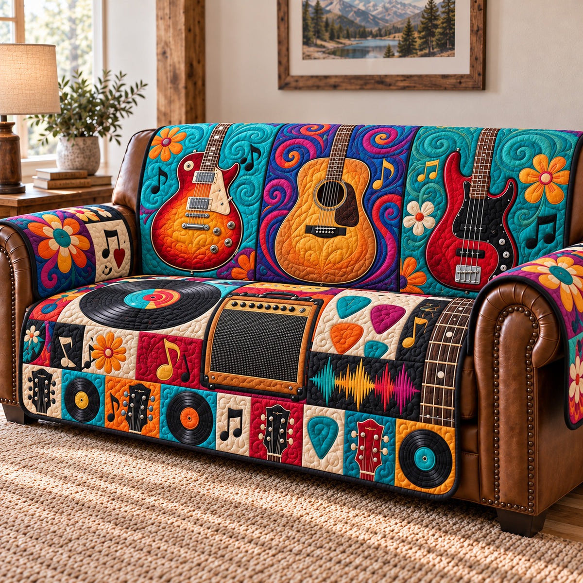 Guitar Lover Quilted Sofa Cover GFTOTP22876
