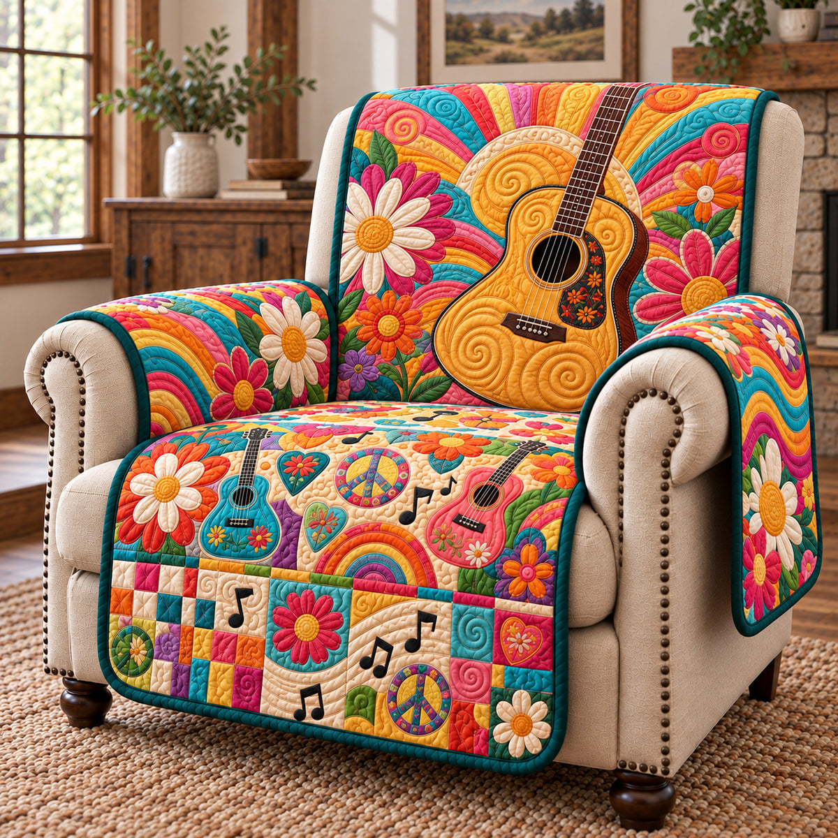 Guitar Lover Quilted Sofa Cover GFTOTP22877