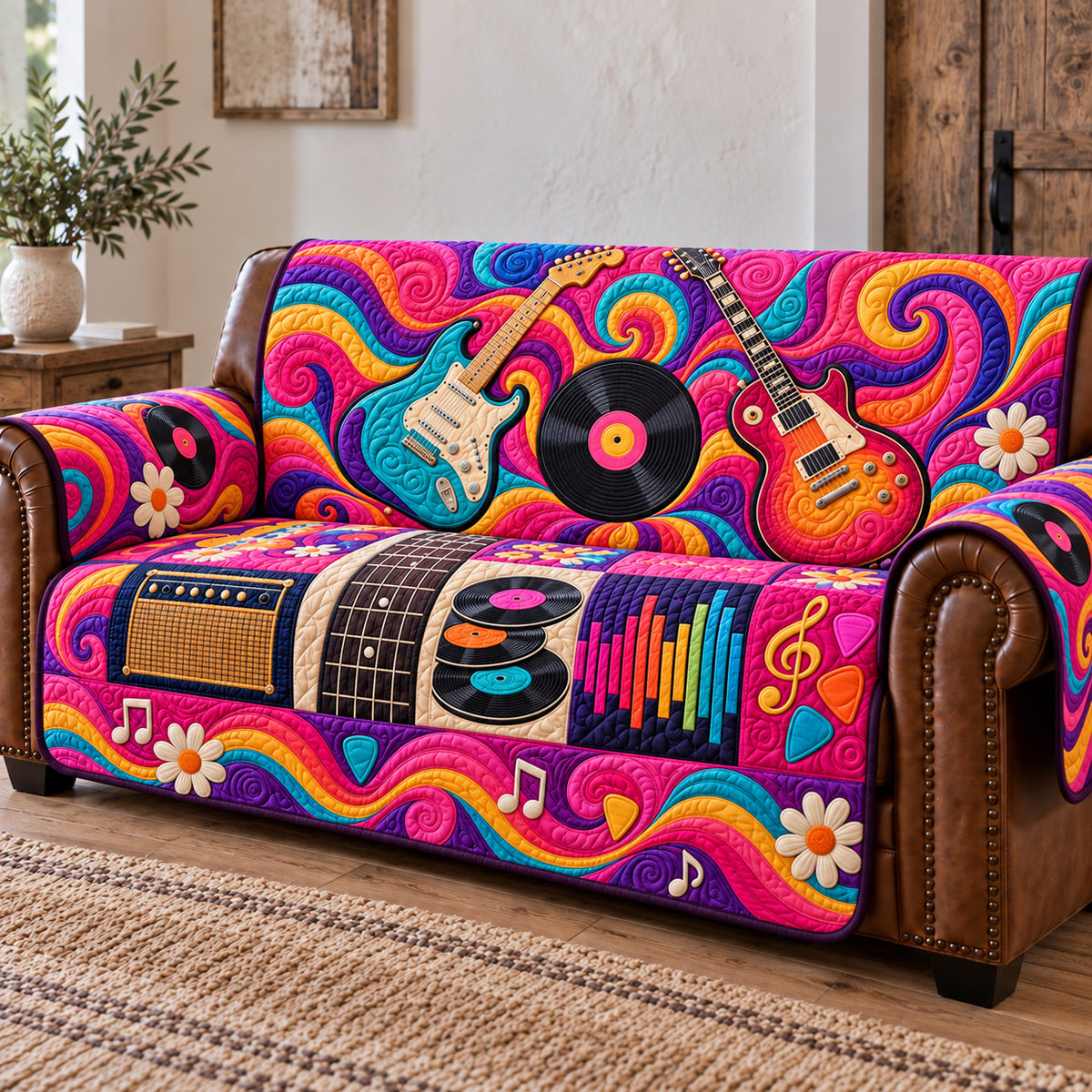 Guitar Lover Quilted Sofa Cover GFTOTP22879
