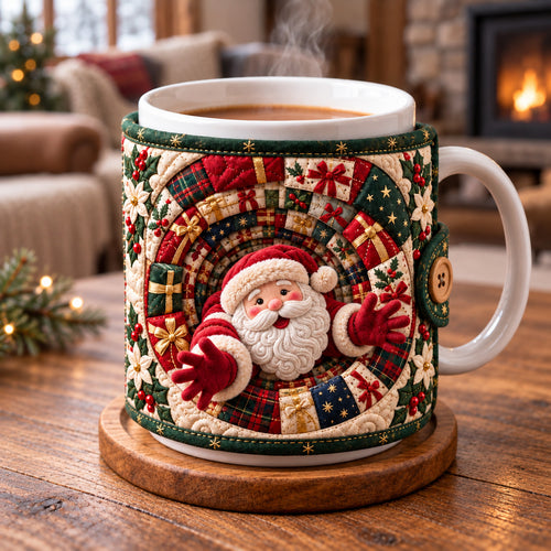 Santa Joyful Swirl Quilted Mug Cozy GFTOTP22909