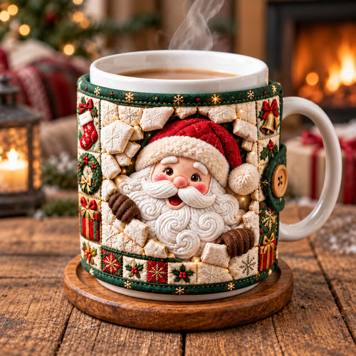 Snowy Patchwork Santa Quilted Mug Cozy GFTOTP22912