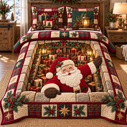 Gift Room Santa 3-Piece Quilted Bedding Set GFTOTP22951