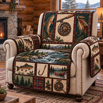 Fishing Patchwork Quilted Sofa Cover GFTOTP22959
