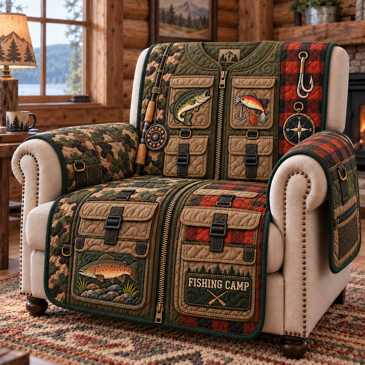 Fishing Vest Quilted Sofa Cover GFTOTP22964