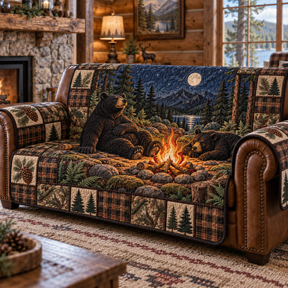 Campfire Bear Night Quilted Sofa Cover GFTOTP22968