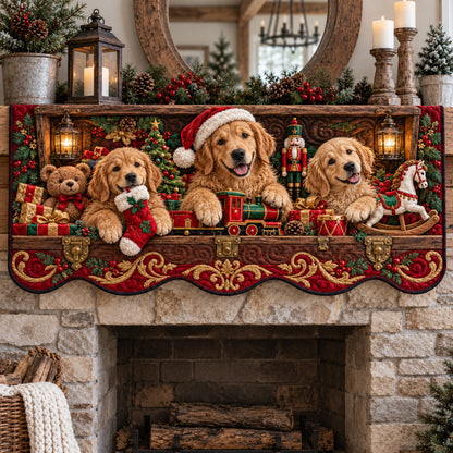 Festive Toy Goldens Quilted Mantel Scarf GFTOTP22971