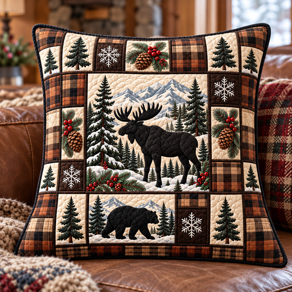 Winter Forest Patchwork Quilted Pillow Case GFTOTP22995