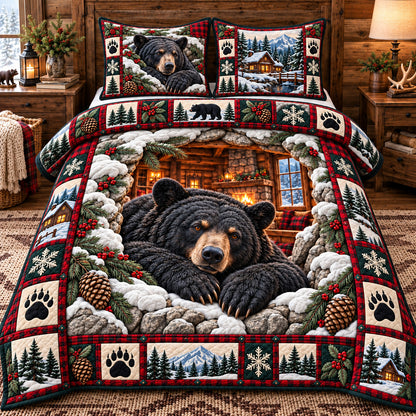 Cozy Cabin Bear 3-Piece Quilted Bedding Set GFTOTP23007