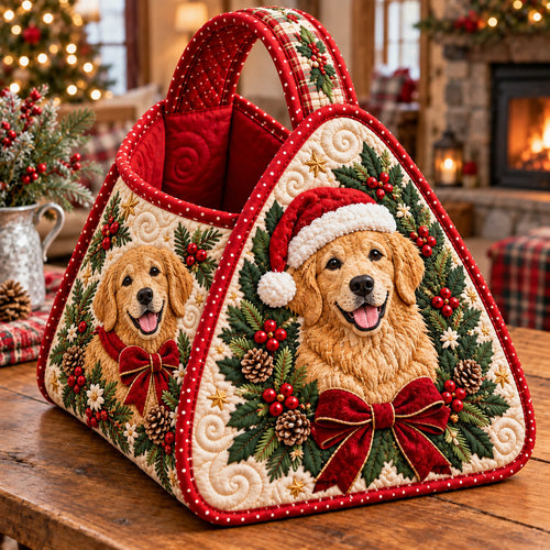 Holiday Golden Retriever Christmas Quilted Basket GFTOTP23028