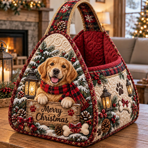 Holiday Golden Retriever Christmas Quilted Basket GFTOTP23029