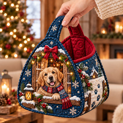 Holiday Golden Retriever Christmas Quilted Basket GFTOTP23031