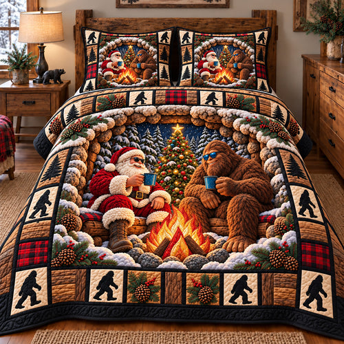 Santa Bigfoot Pals 3-Piece Quilted Bedding Set GFTOTP23055
